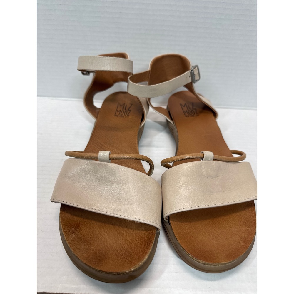 Miz Mooz Marcie Cream Tan Leather Ankle Strap Sandals Portugal IB22389 Mens 41